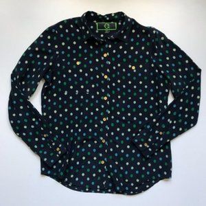 C. Wonder Navy Polka Dot Silk Button-down Shirt Size Small